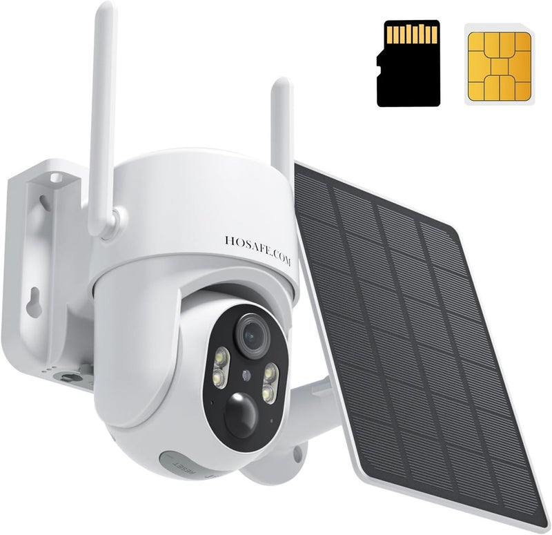 HOSAFE.COM 4G LTE Cellular Security Camera No Internet Needed, Solar No wifi Security Camera Outdoor Wireless With SIM Card Jobsite, 2K Color Night Version, 360 Live View, Motion Detection, 2-Way Audio - Image 1